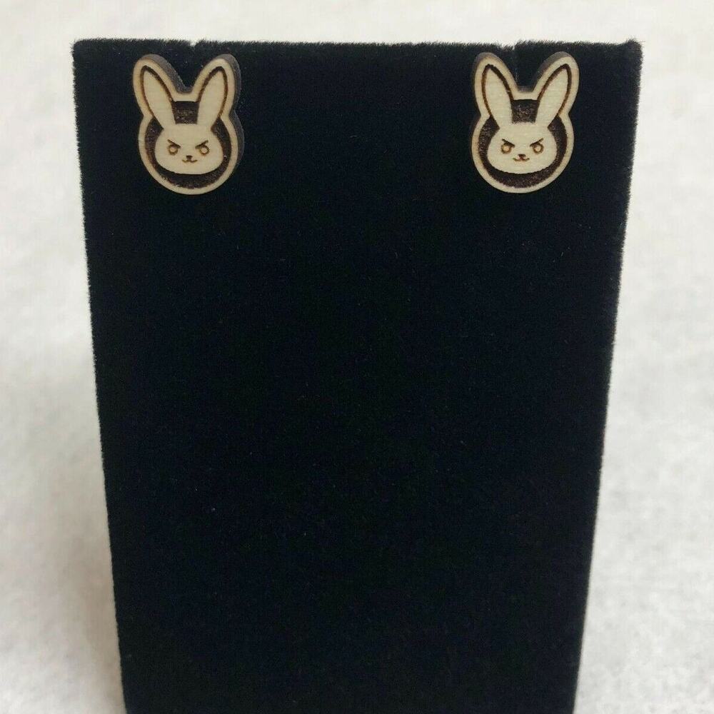 Overwatch DVa Wood Stud Earrings